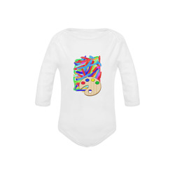 Colorful Finger Painting  with Artists Palette Baby Powder Organic Long Sleeve One Piece (Model T27)