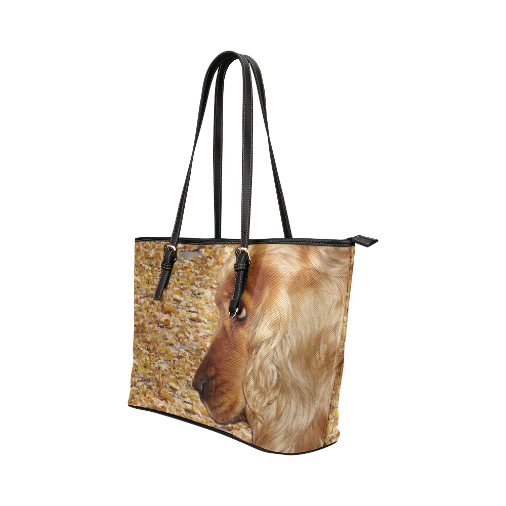 Dog Cocker Spaniel Leather Tote Bag/Large (Model 1651) | ID: D834380
