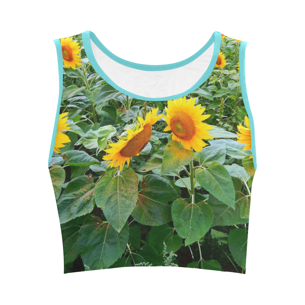 Sunflower Field Women's Crop Top (Model T42)