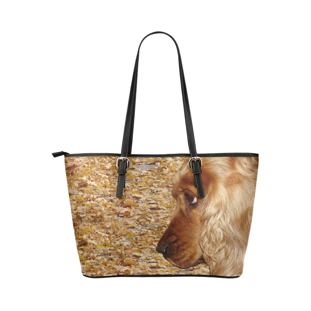 Dog Cocker Spaniel Leather Tote Bag/Large (Model 1651) | ID: D834380
