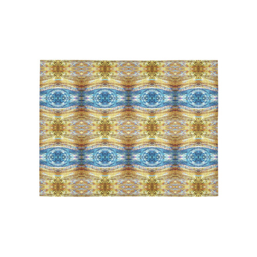 Gold and Blue Elegant Pattern Area Rug 5'3''x4'