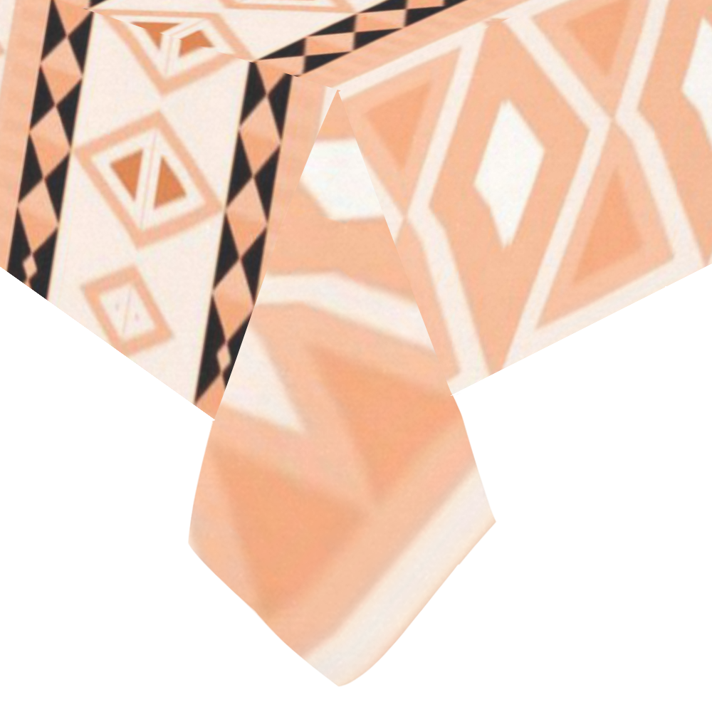 tribal border patternl,peach Cotton Linen Tablecloth 60"x120"