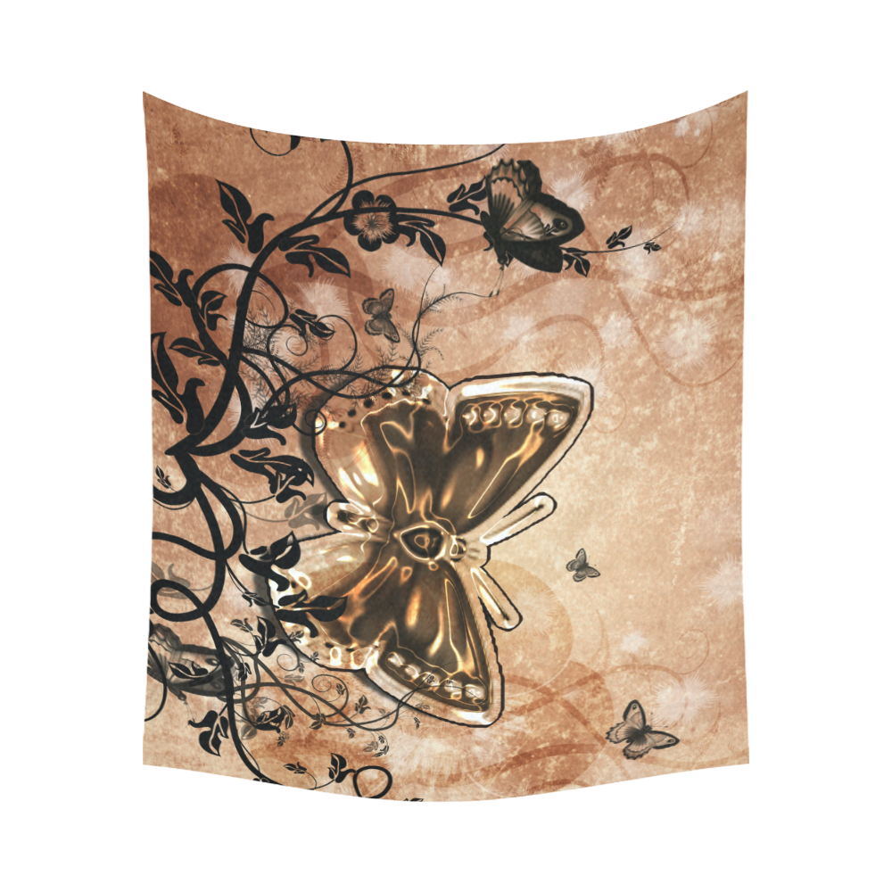 Wonderful butterflies and floral elements Cotton Linen Wall Tapestry 60"x 51"