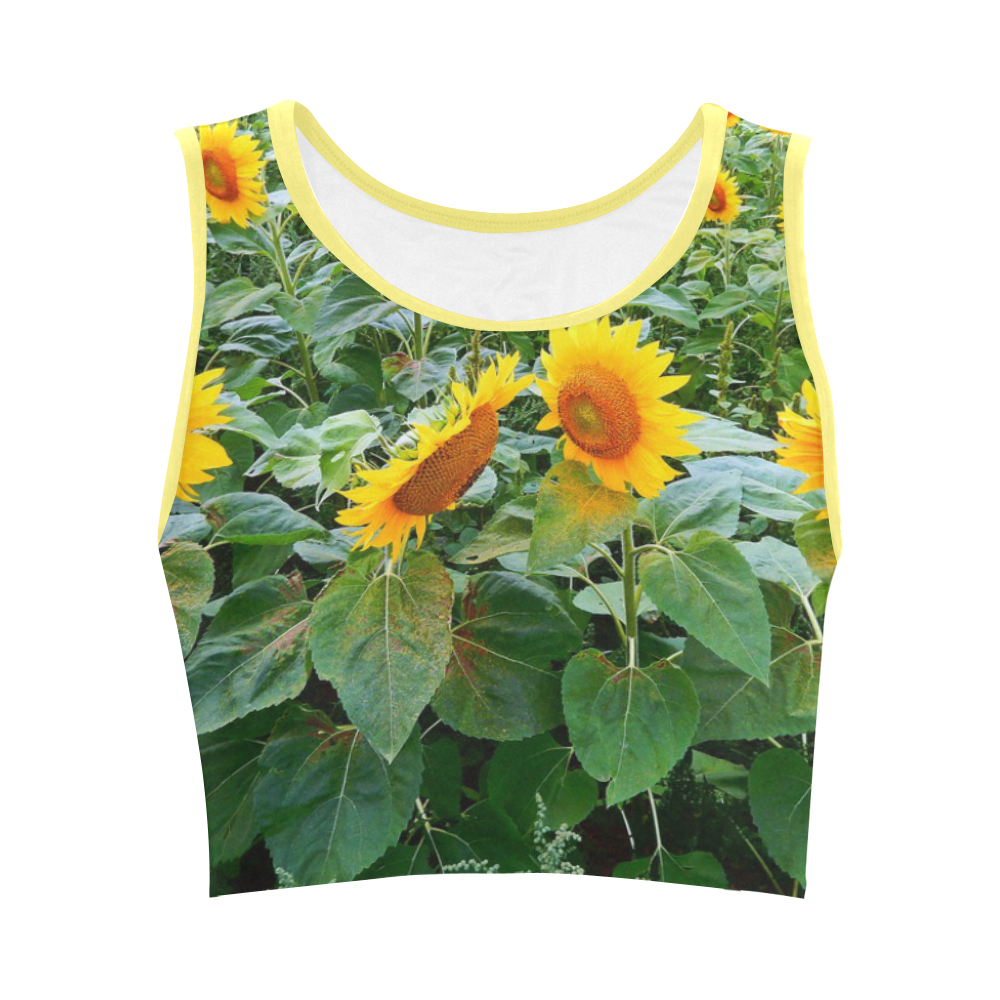 Sunflower Field Women's Crop Top (Model T42)