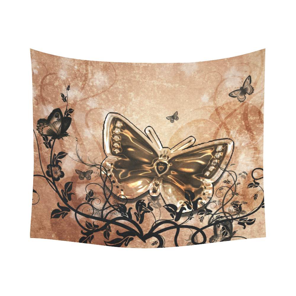 Wonderful butterflies and floral elements Cotton Linen Wall Tapestry 60"x 51"