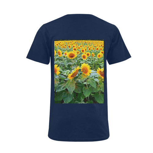 Sunflower Field Men's V-Neck T-shirt  Big Size(USA Size) (Model T10)
