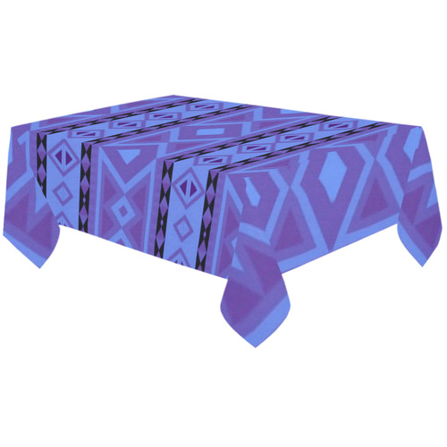 tribal border pattern , blue Cotton Linen Tablecloth 60"x120"
