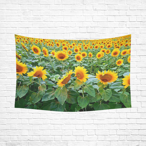 Sunflower Field Cotton Linen Wall Tapestry 90"x 60"