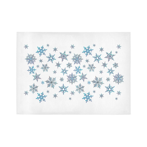 Snowflakes, Blue snow, stitched design Area Rug7'x5'