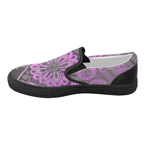 Floral Modern Geometric Grunge Design Women's Slip-on Canvas Shoes (Model 019)