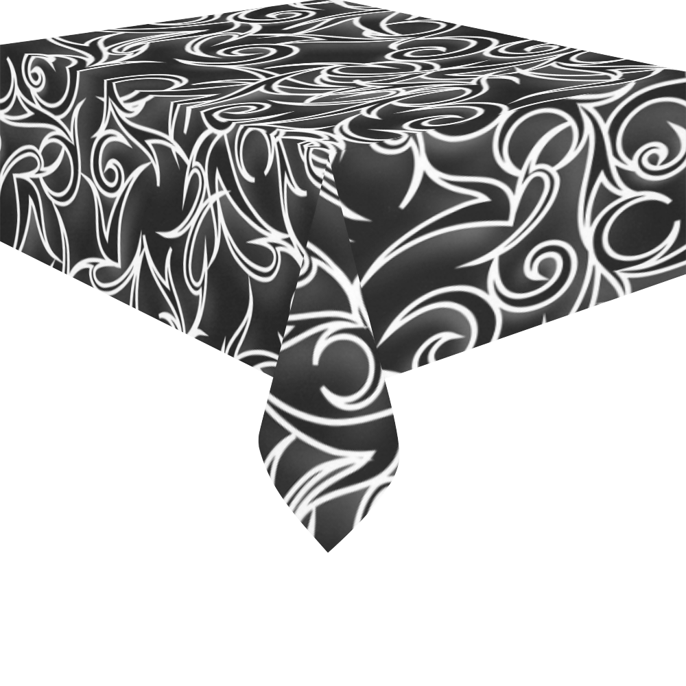 Black Tribal Turns Cotton Linen Tablecloth 52"x 70"
