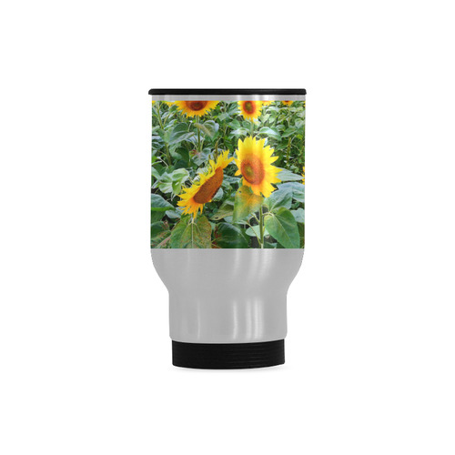 Sunflower Field Travel Mug (Silver) (14 Oz)