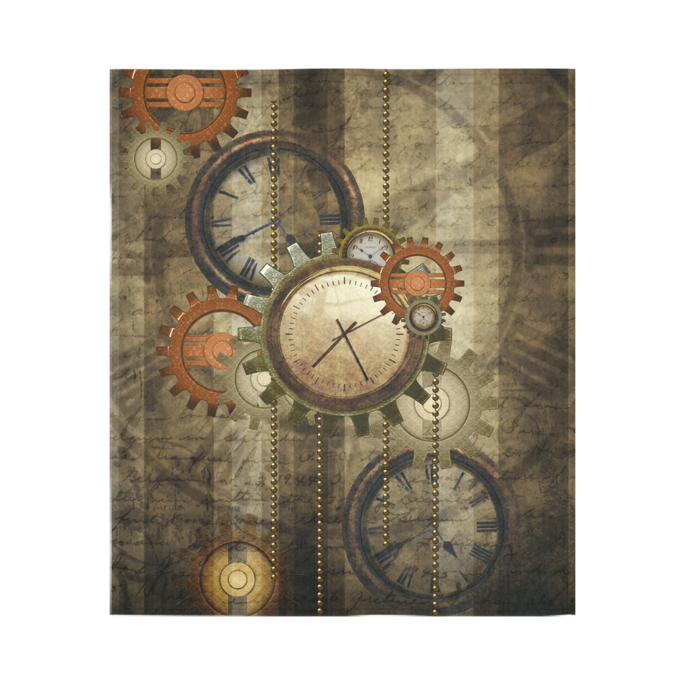 Steampunk, wonderful noble desig, clocks and gears Cotton Linen Wall Tapestry 51"x 60"