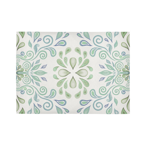 Blue and Green watercolor design Area Rug7'x5'