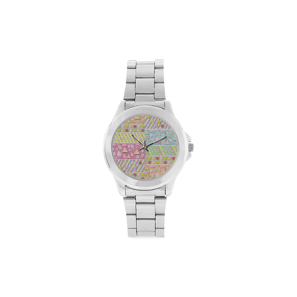 Candy, Cupcakes and Ice Cream Unisex Stainless Steel Watch(Model 103)