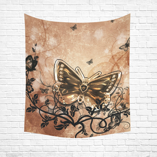 Wonderful butterflies and floral elements Cotton Linen Wall Tapestry 51"x 60"