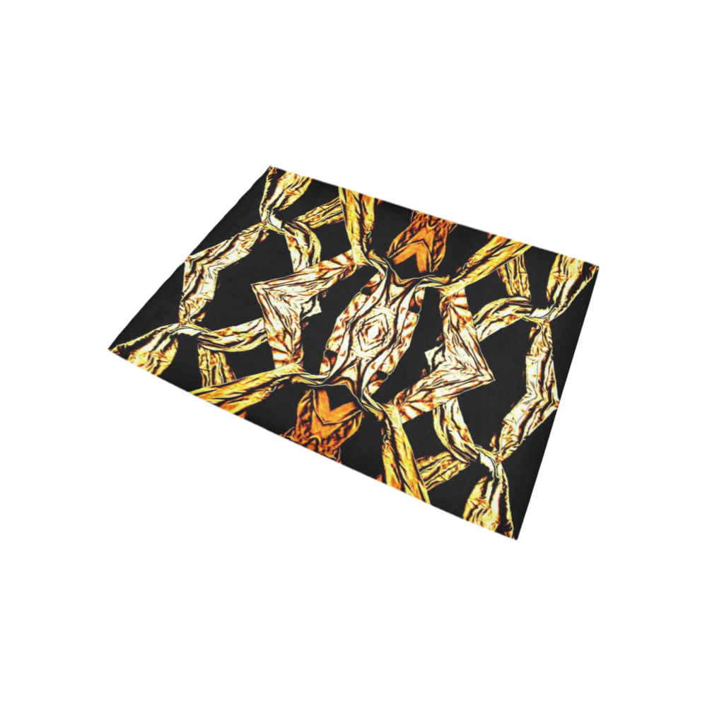 Elegant Oriental Pattern Black Gold Area Rug 5'3''x4'