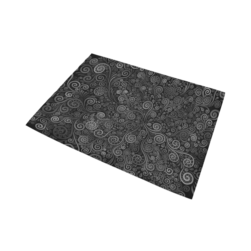 Black and White Rose Area Rug7'x5'