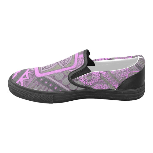 Floral Modern Geometric Grunge Design Women's Unusual Slip-on Canvas Shoes (Model 019)