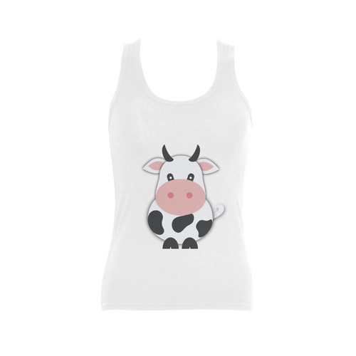 Cute Cow Women's Shoulder-Free Tank Top (Model T35)