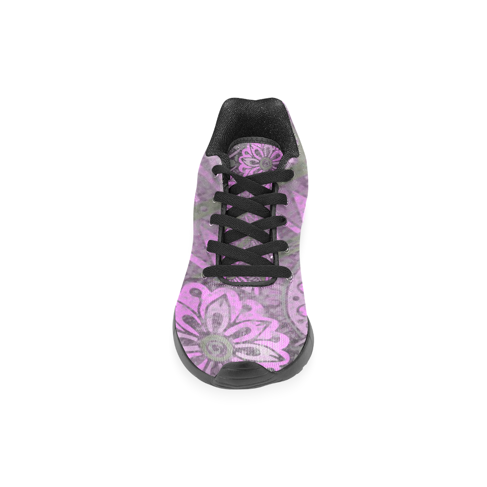 Pink Floral Modern Geometric Grunge Women’s Running Shoes (Model 020)