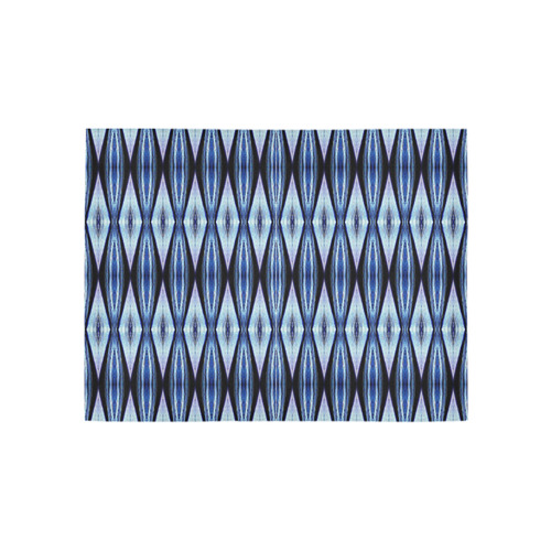 Blue White Diamond Pattern Area Rug 5'3''x4'