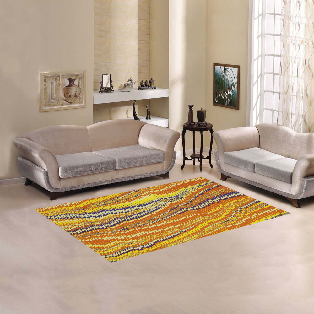 Electrified Ripples Yellow Orange Area Rug 5'x3'3''