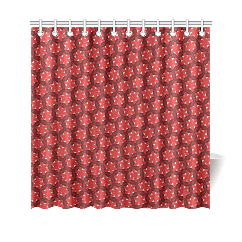 Red Passion Floral Pattern Shower Curtain 69"x70"