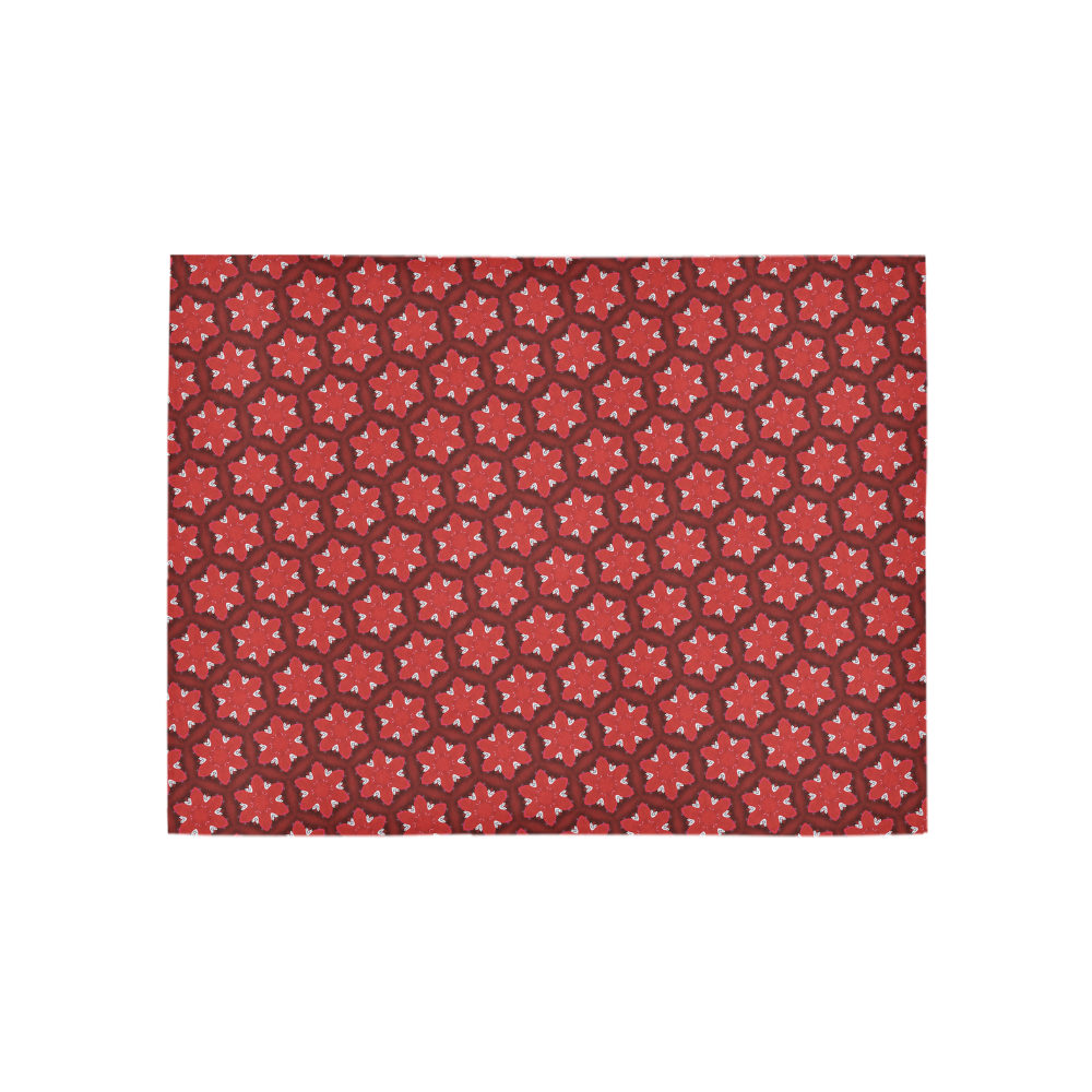 Red Passion Floral Pattern Area Rug 5'3''x4'
