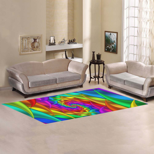 Psychedelic Rainbow Spiral Fractal Area Rug 9'6''x3'3''