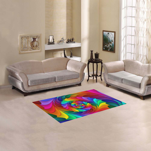 Psychedelic Rainbow Spiral Fractal Area Rug 2'7"x 1'8‘’