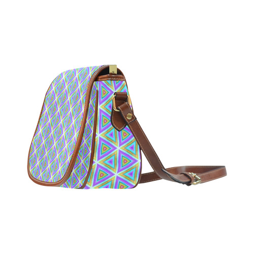 Colorful Retro Geometric Pattern Saddle Bag/Large (Model 1649)