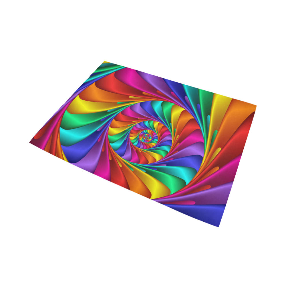 Psychedelic Rainbow Spiral Fractal Area Rug7'x5'