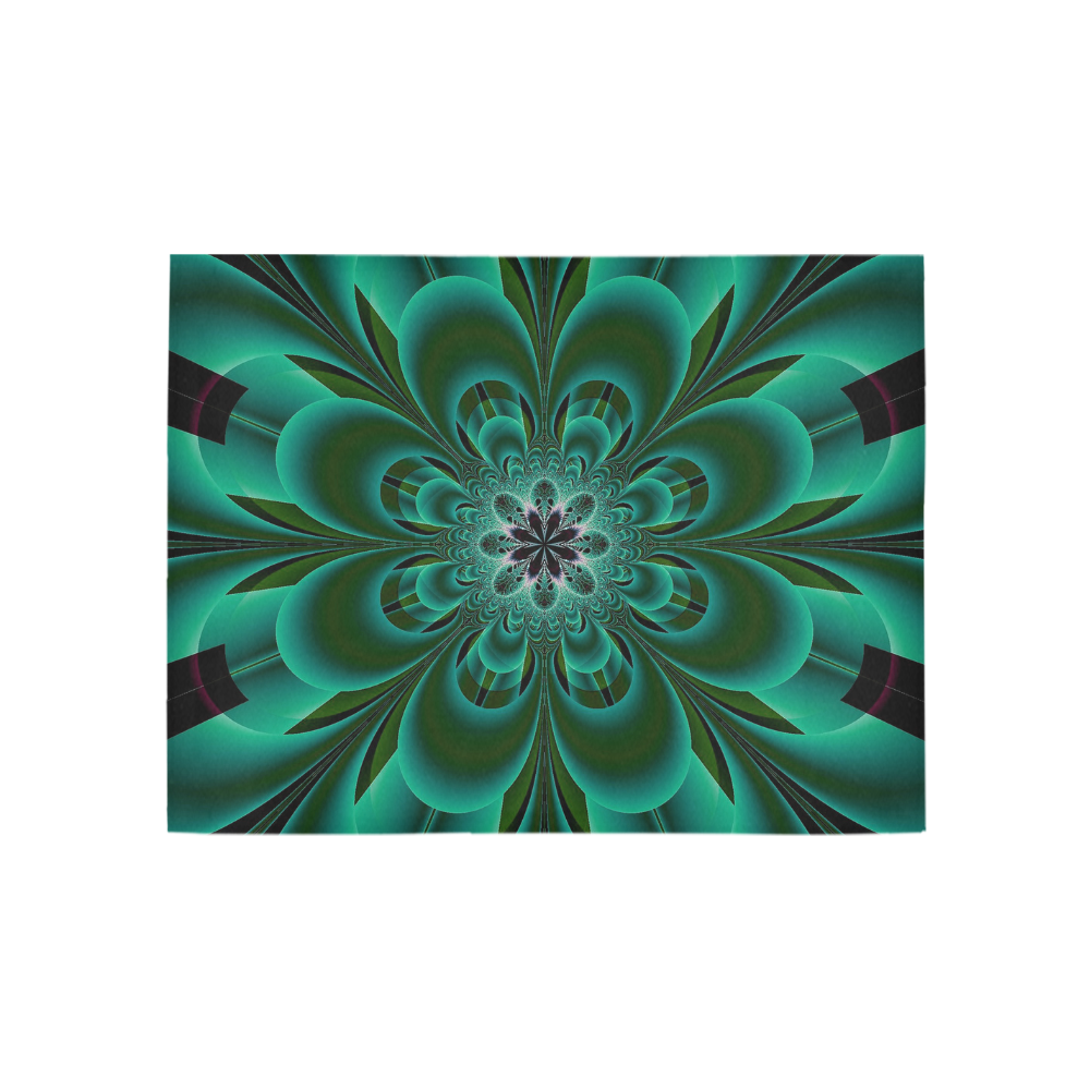 Emerald Green Mandala Flower Area Rug 5'3''x4'