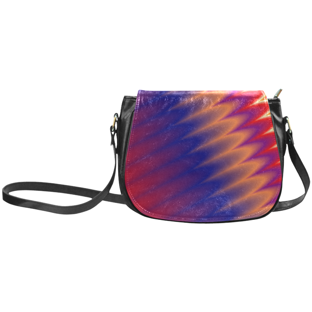 Blue Red Orange And Yellow Scallops Classic Saddle Bag/Small (Model 1648)