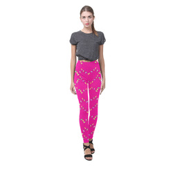 Festive Christmas Lights on Pink Cassandra Women's Leggings (Model L01)