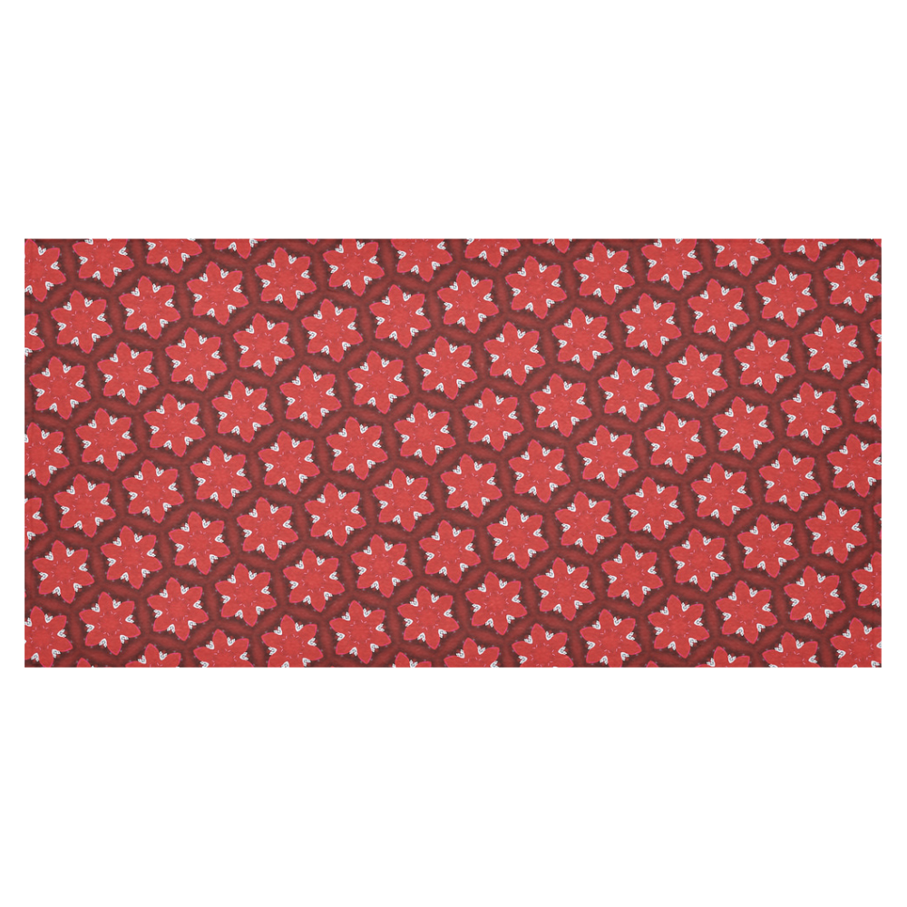 Red Passion Floral Pattern Cotton Linen Tablecloth 60"x120"