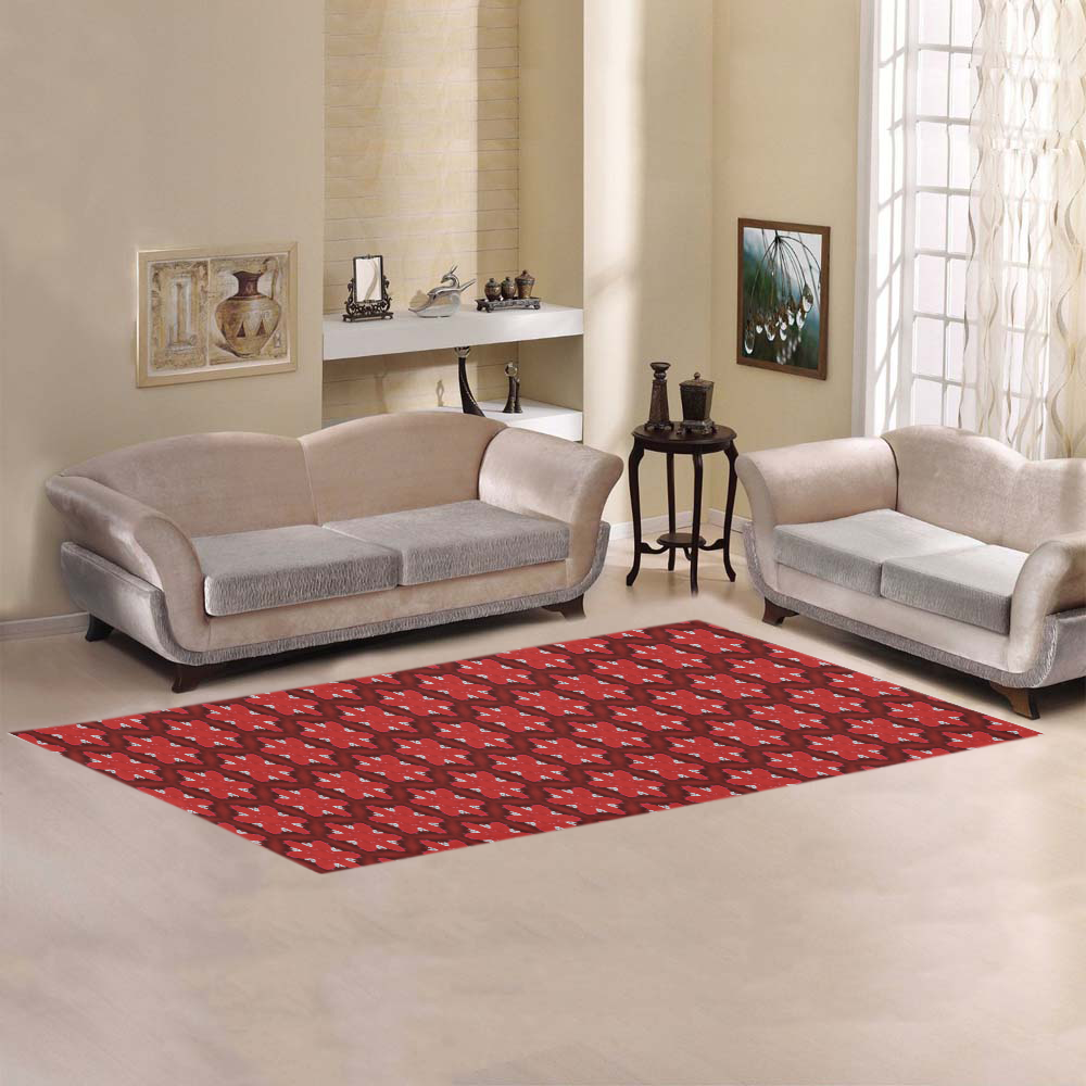 Red Passion Floral Pattern Area Rug 9'6''x3'3''