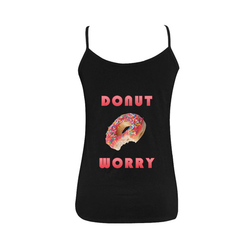 Funny Red Don't Worry / Donut Worry Women's Spaghetti Top (USA Size) (Model T34)