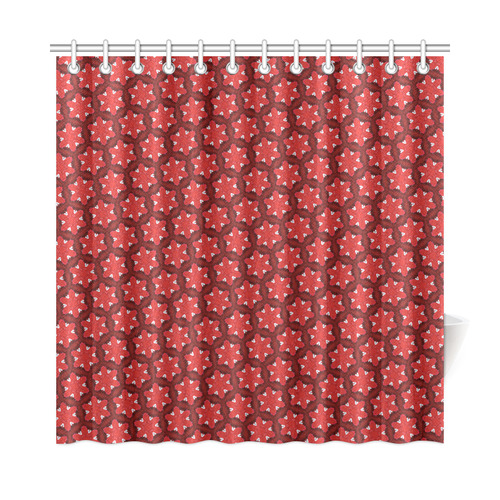 Red Passion Floral Pattern Shower Curtain 72"x72"