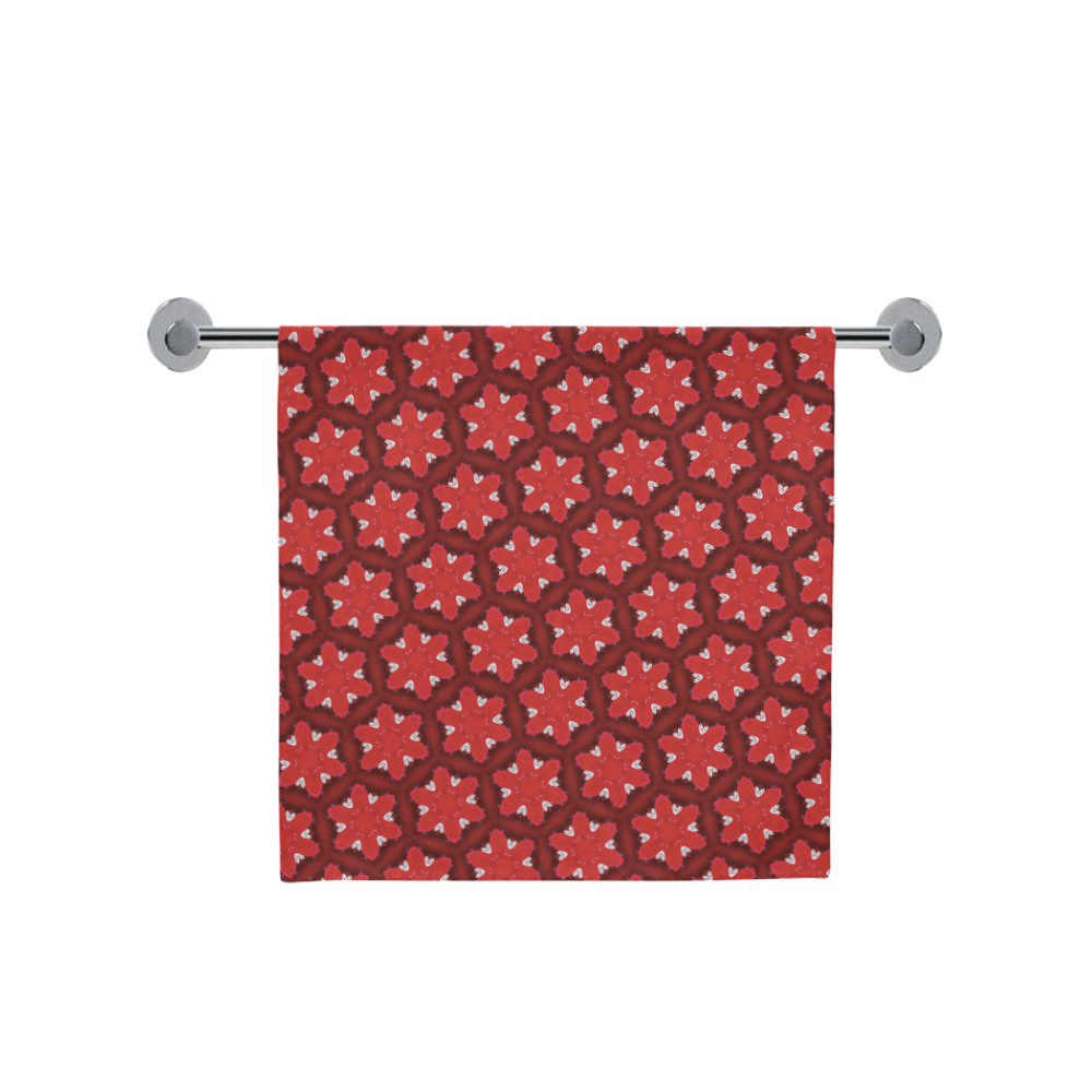Red Passion Floral Pattern Bath Towel 30"x56"