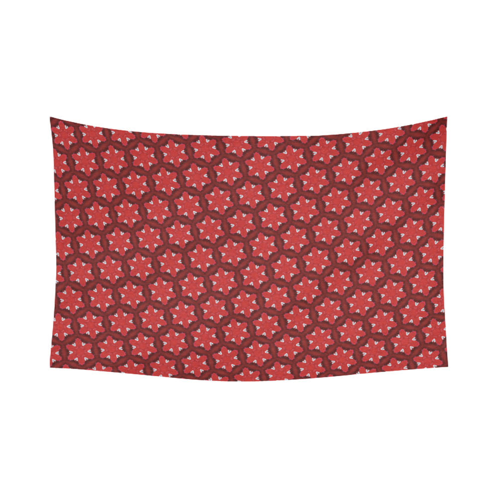 Red Passion Floral Pattern Cotton Linen Wall Tapestry 90"x 60"