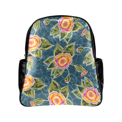Floral Fantsy Pattern Multi-Pockets Backpack (Model 1636)