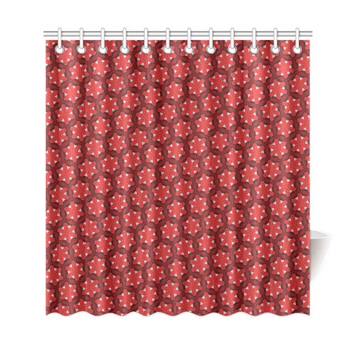 Red Passion Floral Pattern Shower Curtain 69"x72"