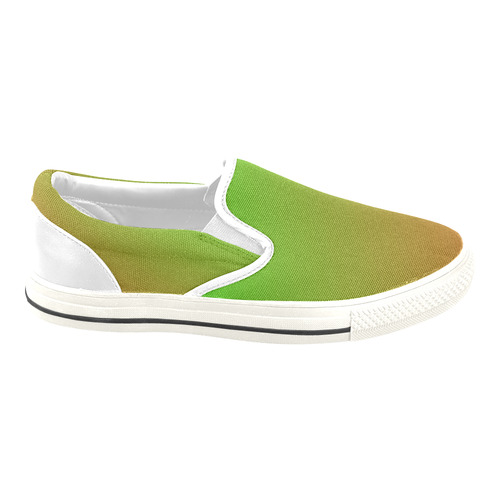 Green and Red Ombre Men's Unusual Slip-on Canvas Shoes (Model 019)