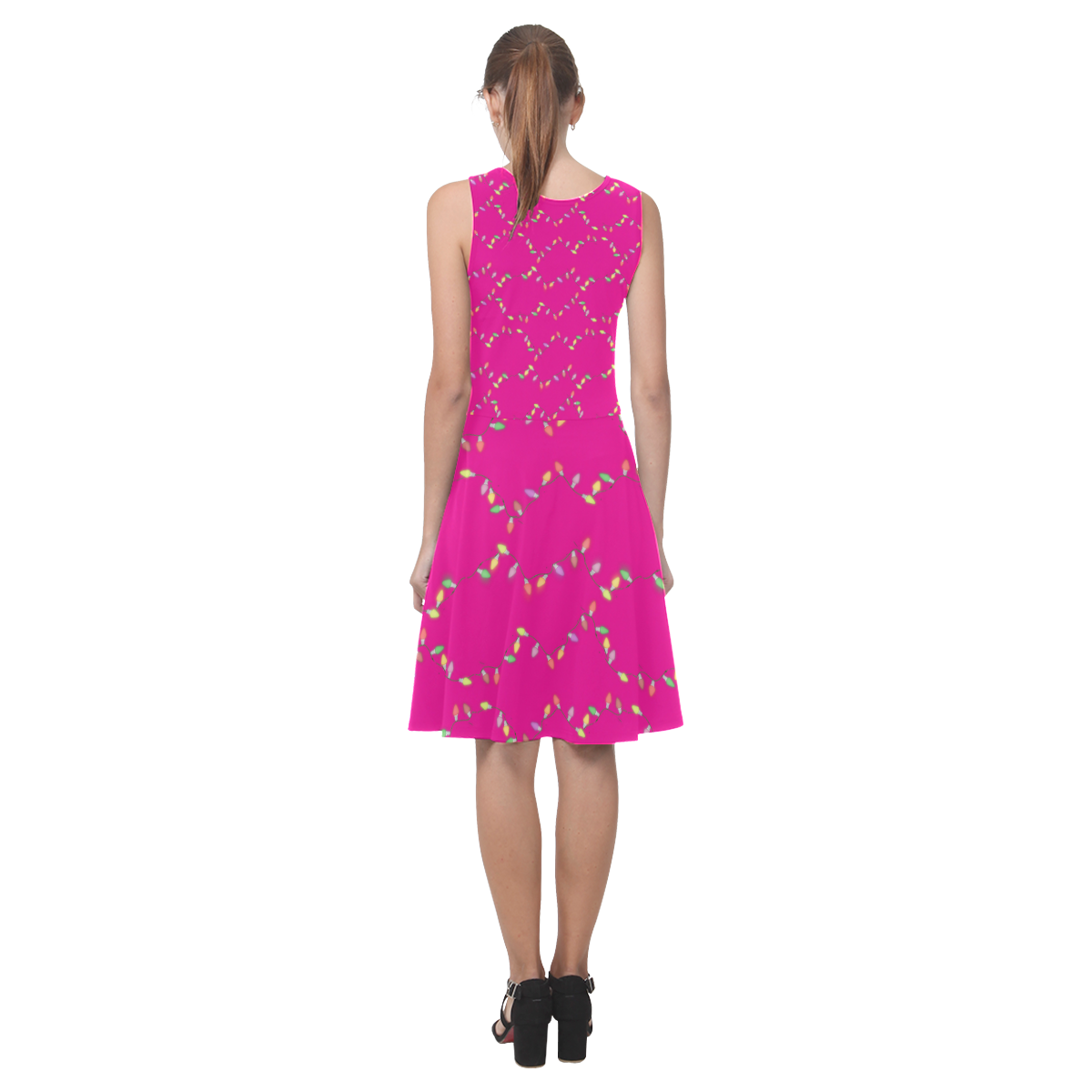 Festive Christmas Lights on Pink Atalanta Casual Sundress(Model D04)