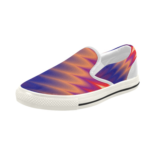 Blue Red Orange And Yellow Scallops Women's Slip-on Canvas Shoes (Model 019)