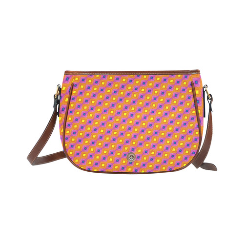 Vibrant Retro Diamond Pattern Saddle Bag/Small (Model 1649) Full Customization