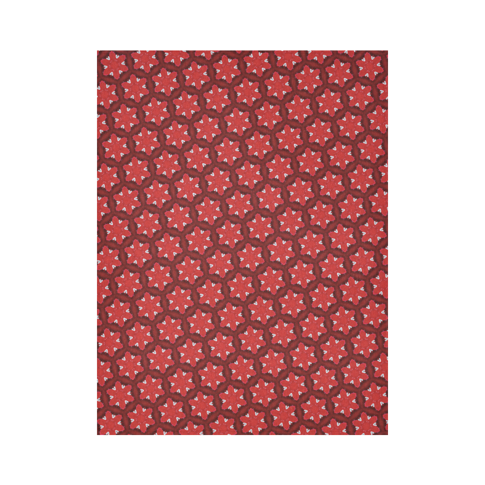 Red Passion Floral Pattern Cotton Linen Wall Tapestry 60"x 80"