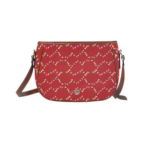 Festive Christmas Lights  on Red Saddle Bag/Small (Model 1649) Full Customization